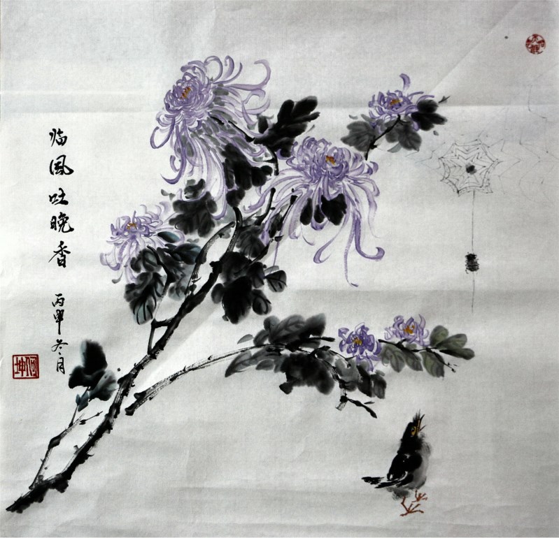 作品（臨風吐晚香)作者何坤.JPG